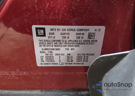 2022 Buick Encore Gx Fwd Select из США, поврежденный, VIN KL4MMDS25NB136903